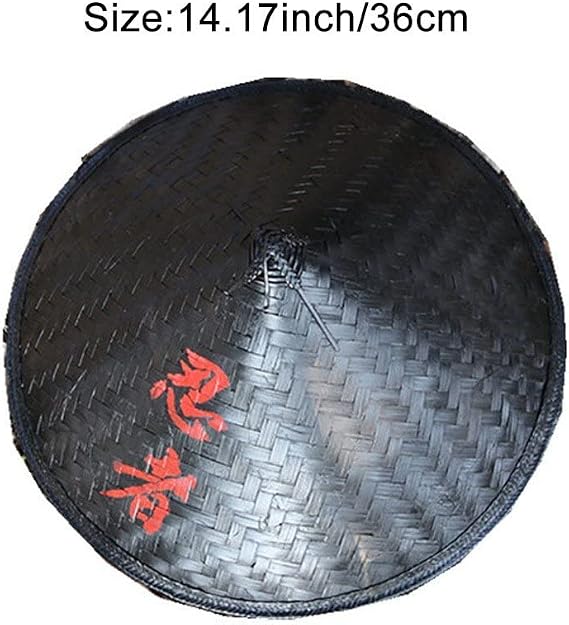 Handmade Weave Straw Bamboo Chinese Style Samurai Headwear Prop Shade Caps Fisherman Rattan Hat for Men
