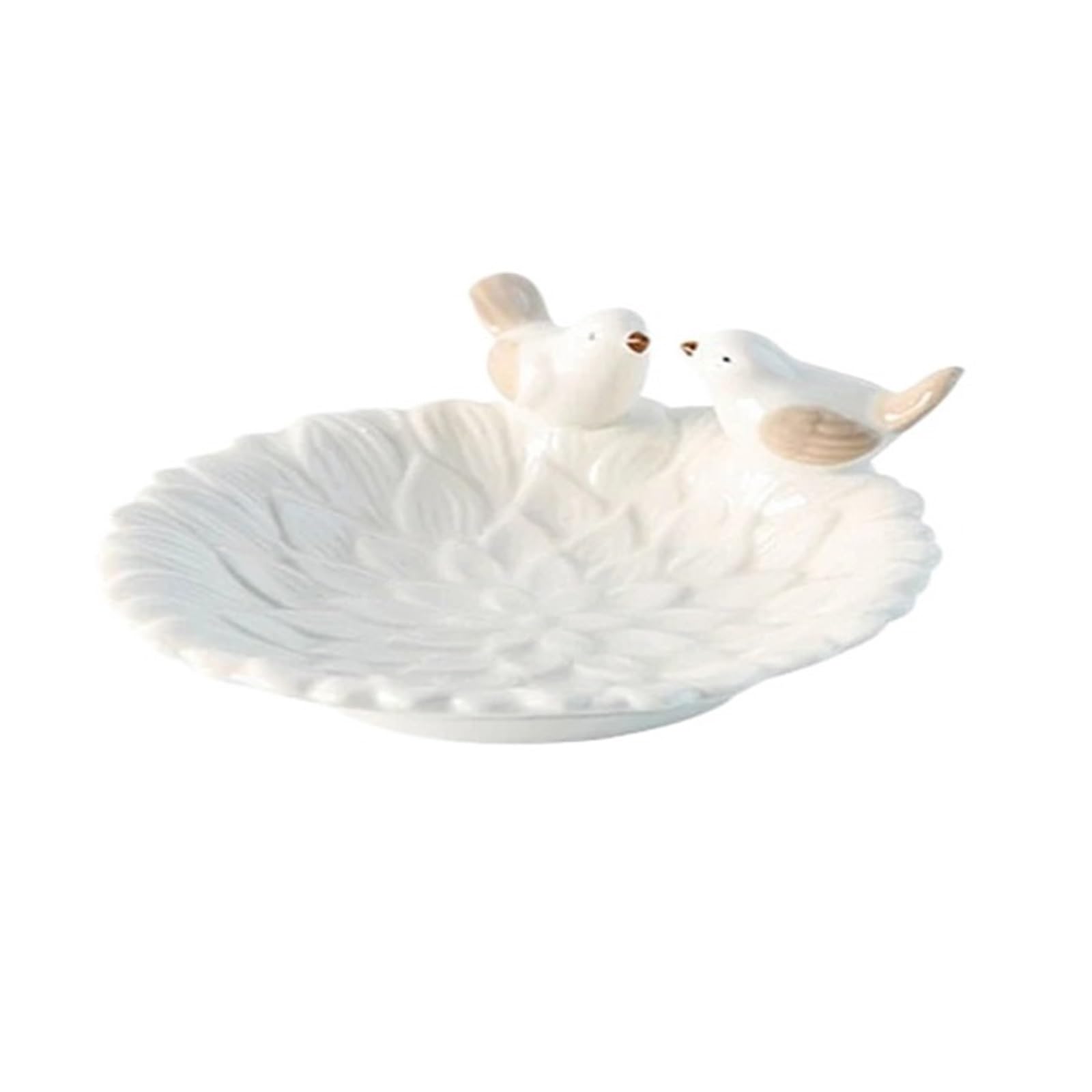 RRYPBOVG Ceramic Jewelry Dish Ceramic Jewelry Dish Tray For Trinket Ring Necklace Bracelet Earrings Flower With Bird Plate Home Decoration(White)