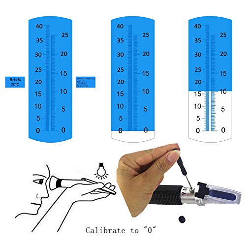 KETOTEK Wine Brix and Alcohol Refractometer, ATC Wine Brewing Refractometer with 0-40% Brix and 0-25% Alcohol Measurement Range for Wine Making, High Accuracy ±0.2% Brix and Alcohol Refractometer.… - Thumbnail 5