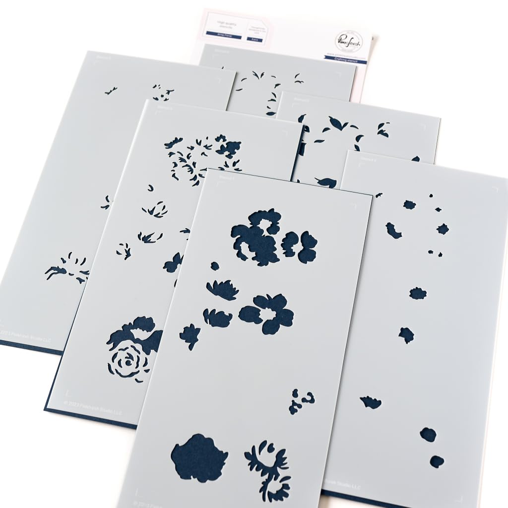 Pinkfresh Studio4""X9"" Stencils-Artsy Floral, OSFA