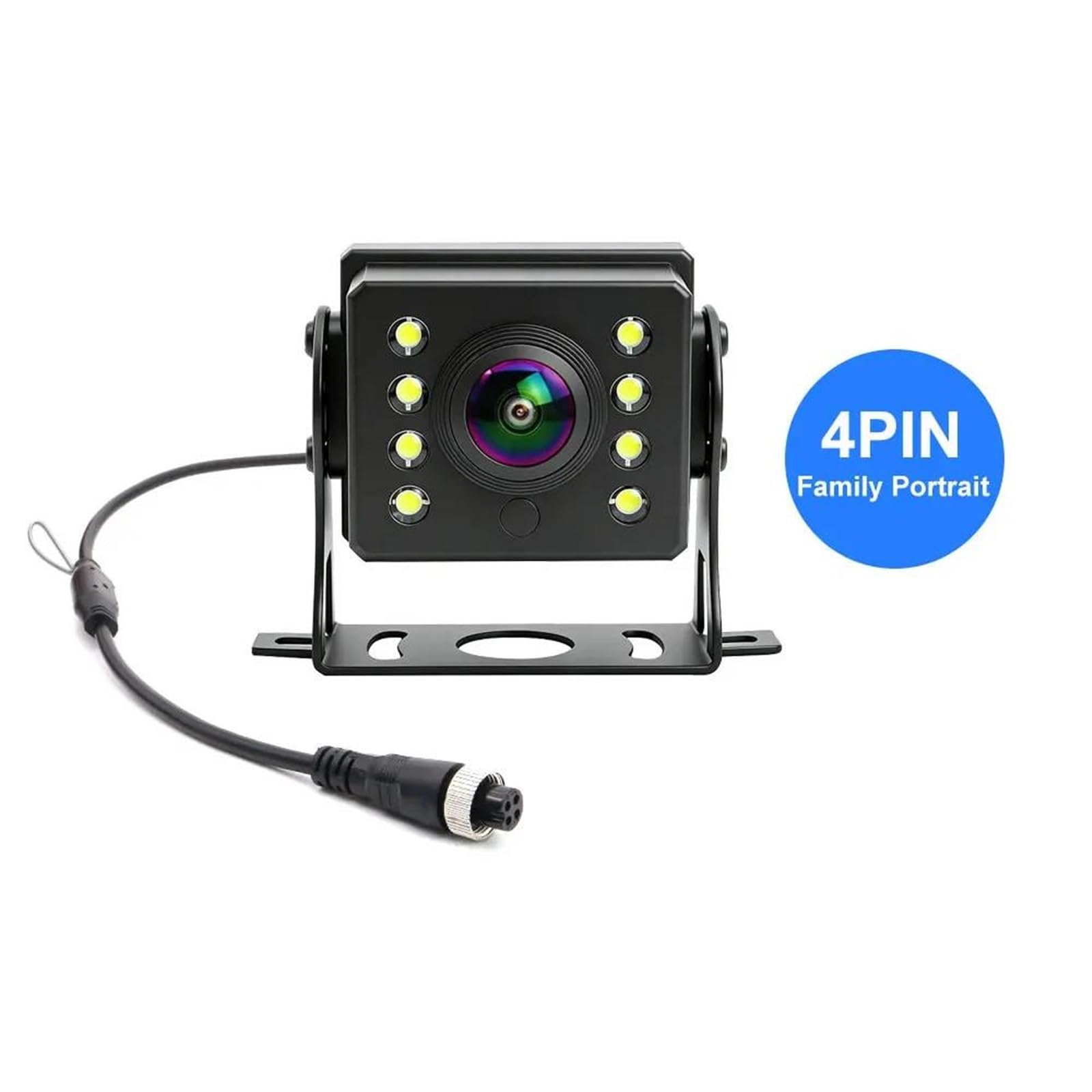 Marcha Atrás para Coche para Camión Autobús RV Tractores 9-36V 4K Visión Nocturna AHD 1920 * 1080P Cámara De Trasera Alta Definición(Black 4 Pin)