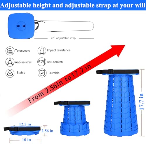 Image of Fishboy Upgraded Collapsible Stool, 400lbs Max Weight, Lightweight But Sturdy, Portable Retractable Folding Telescoping Foldable Camping Stool for Adults Outdoor Fishing Hiking BBQ