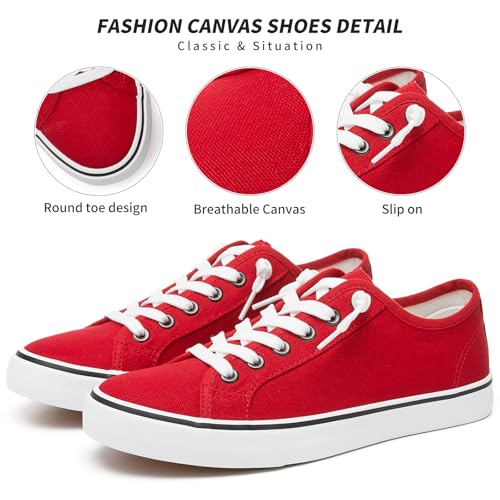 Image of Women Canvas Sneaker Slip On Non Slip Casual Shoes Lace Up Canvas Low Top White Shoes Loafers for Women Fashion Black Sneaker