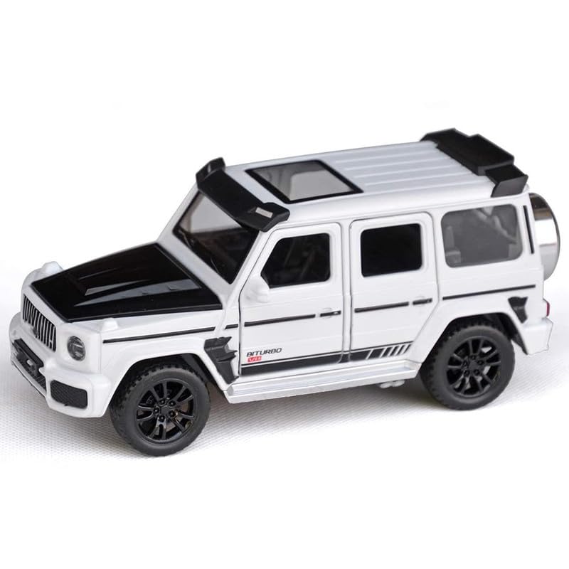 Image of PINQUE Kids New 1:32 BB700 Diecast Alloy Metal Pull Back Car With Openable Doors, Music, Sound and Light - Vehicle Toy for Boys (White)