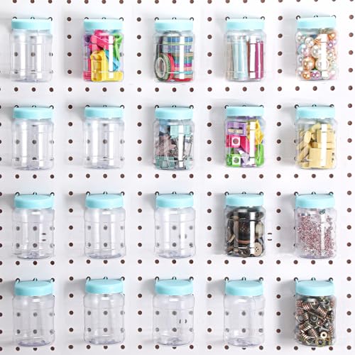Image of Unittype 20 Set Pegboard Organizer Accessories Peg Boards Jars with Lids Plastic Pegboards Bins Storage Containers Clear Peg Board Wall Organizer for Garage Sewing Office Home Supplies(Light Green)