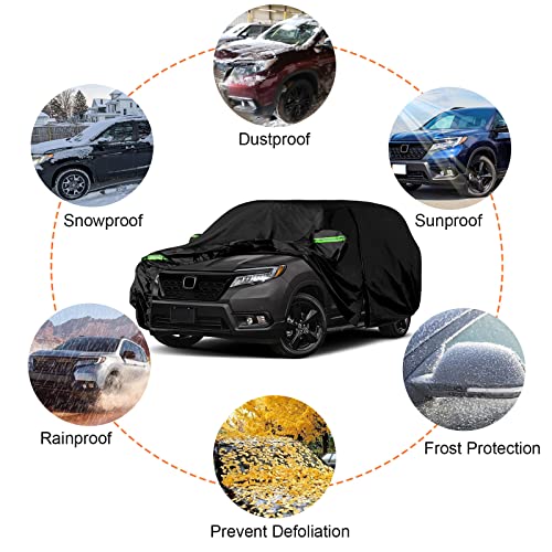 Image of Waterproof Car Cover Replace for 2019-2024 Honda Passport, 6 Layers All Weather Custom-fit Car Cover with Zipper Door & Windproof Strap for Snow Rain Dust Hail Protection (Passport)