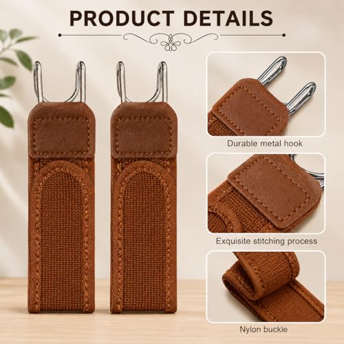Image of PUJI Buckleless Belt for Men & Women - Elastic Stretch Waist Belt with Metal Hook, Invisible Everyday Work Belt, Black, Brown, White (2 pcs)