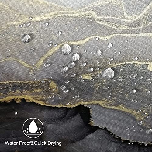 MIRRORANG Black Marble Stall Shower Curtain,Colorful Marble Element and Golden Ink Shower Curtain Sets with Hooks for Bathroom Home Decor,Waterproof Polyester - Image 2