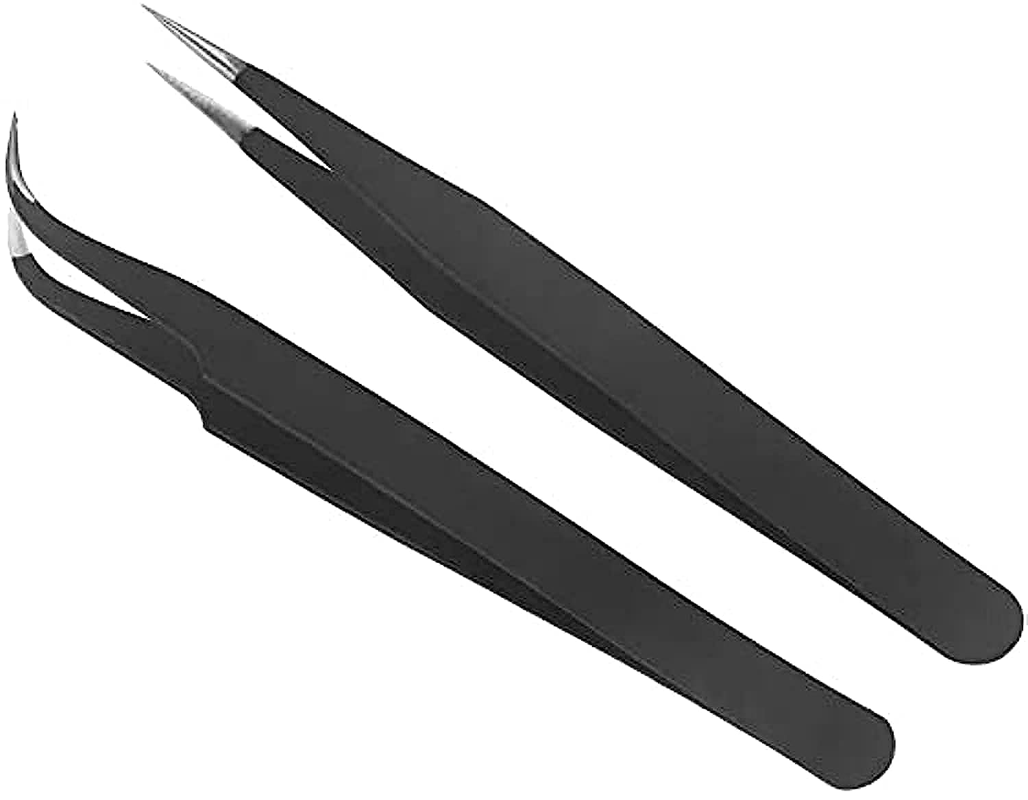 ORiTi 2 Pieces of Acrylic Gel Nail Art Rhinestones Tweezers Selection Tool Black