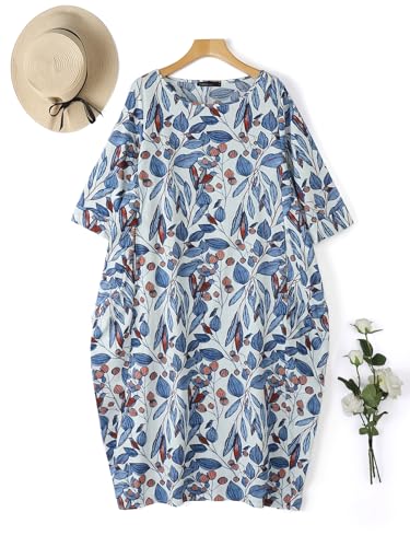Image of Celmia Autumn Solid Loose Long Maxi Dress Cotton Caftan