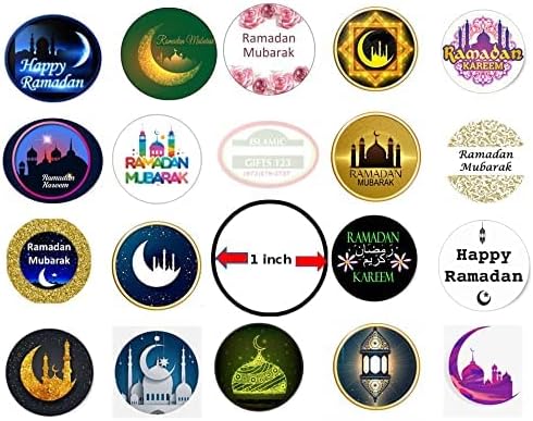 Ramadan Stickers [ 200 ] Ramadan Decoration (1 INCH) Happy Ramadan Mubarak Ramadan Stickers Sheets Eid Favors Eid Decoration Ramadan Sticker Favors Wholesale Islamic Gifts 123 (200)