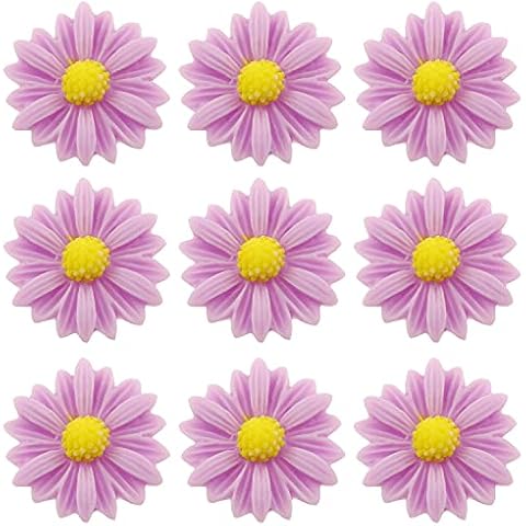 HJGarden 20PCS Purple Resin Daisy Flower Flatback Sunflower Cabochon Flatback Resin Sunflower Girasoles Daisy Flowers Cabochons for Embellishments Craft Jewelry Making DIY Handmade Craft Cover