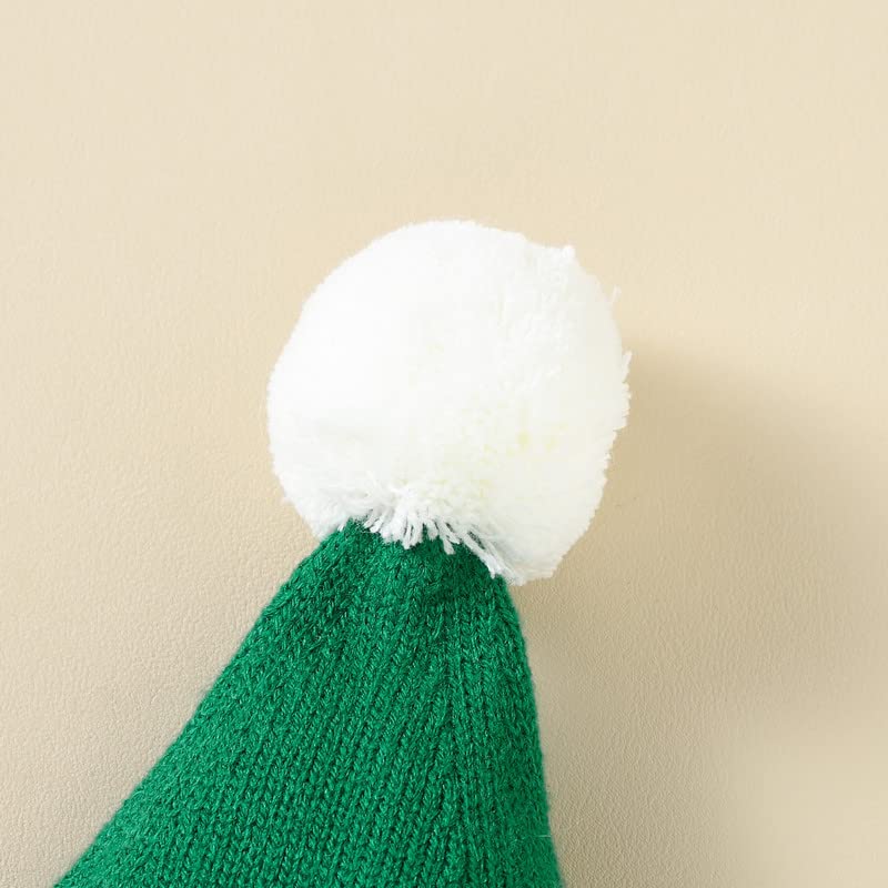 Image of LAWKUL My First Christmas Santa Hat for Baby Boy Girls Toddler Knit Beanie Infant Hats Pom Pom Beanie Green 12-18 Months