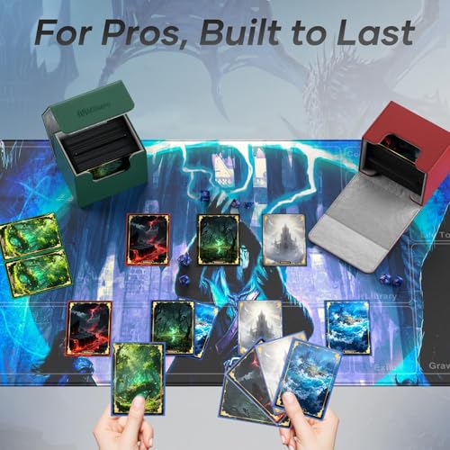 Image of Mlikero Card Deck Box, Commander Deck Box Holds 100+ Double-Sleeved Cards with 2 Dividers, Leather Magnetic Closure Card Box Fit for MTG, TCG (Red)
