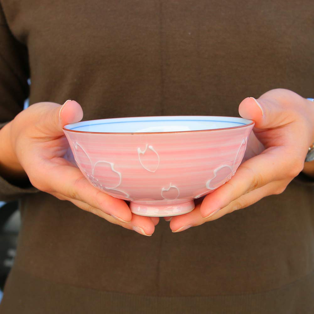 Amazon｜茶碗 有田焼 一珍ピンク巻き桜茶碗（小・ピンク） 軽量