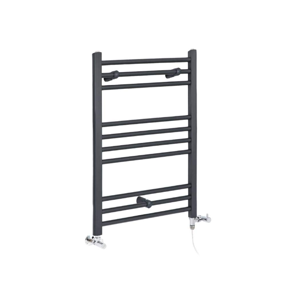 Milano Anthracite Artle Dual Fuel Straight Heated Towel Rail - 800Mm X 600Mm