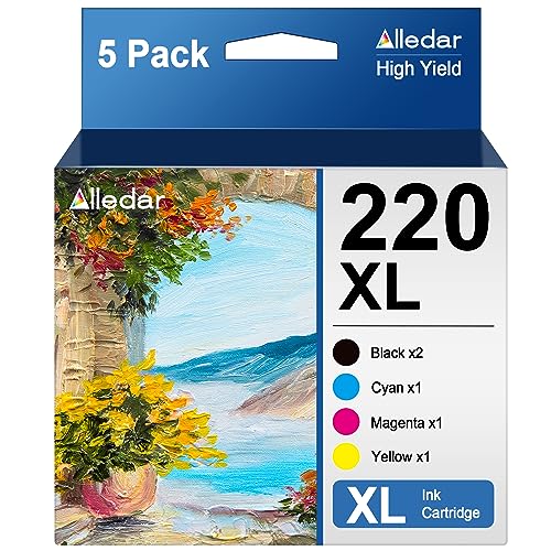 220XL 220 Ink Cartridges Remanufactured for Epson 220 XL T220XL to use with WF-2760 WF-2750 WF-2630 WF-2650 WF-2660 XP-320 XP-420 Printer (2 Black, 1 Cyan, 1 Magenta, 1 Yellow, 5-Pack)