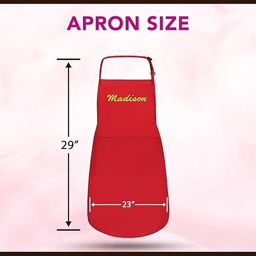 Miniatura 7 de Delantales personalizados para hombres y mujeres  Delantal personalizado con nombre bordado y bolsillos para cocina, pintura, manualidades, salón