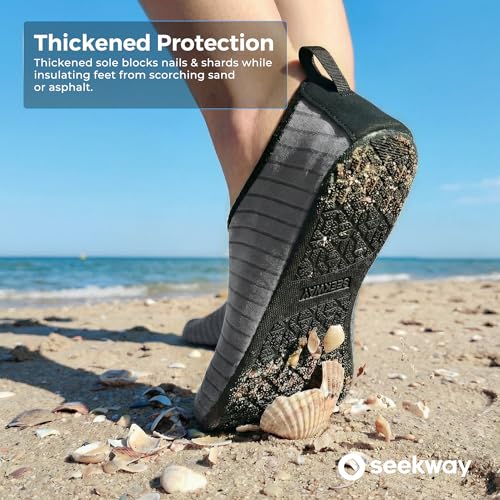Image of SEEKWAY Water Shoes Women Men Adult Quick-Dry Aqua Socks Barefoot Non Slip for Beach Swim River Pool Lake surf Black SK002(U)