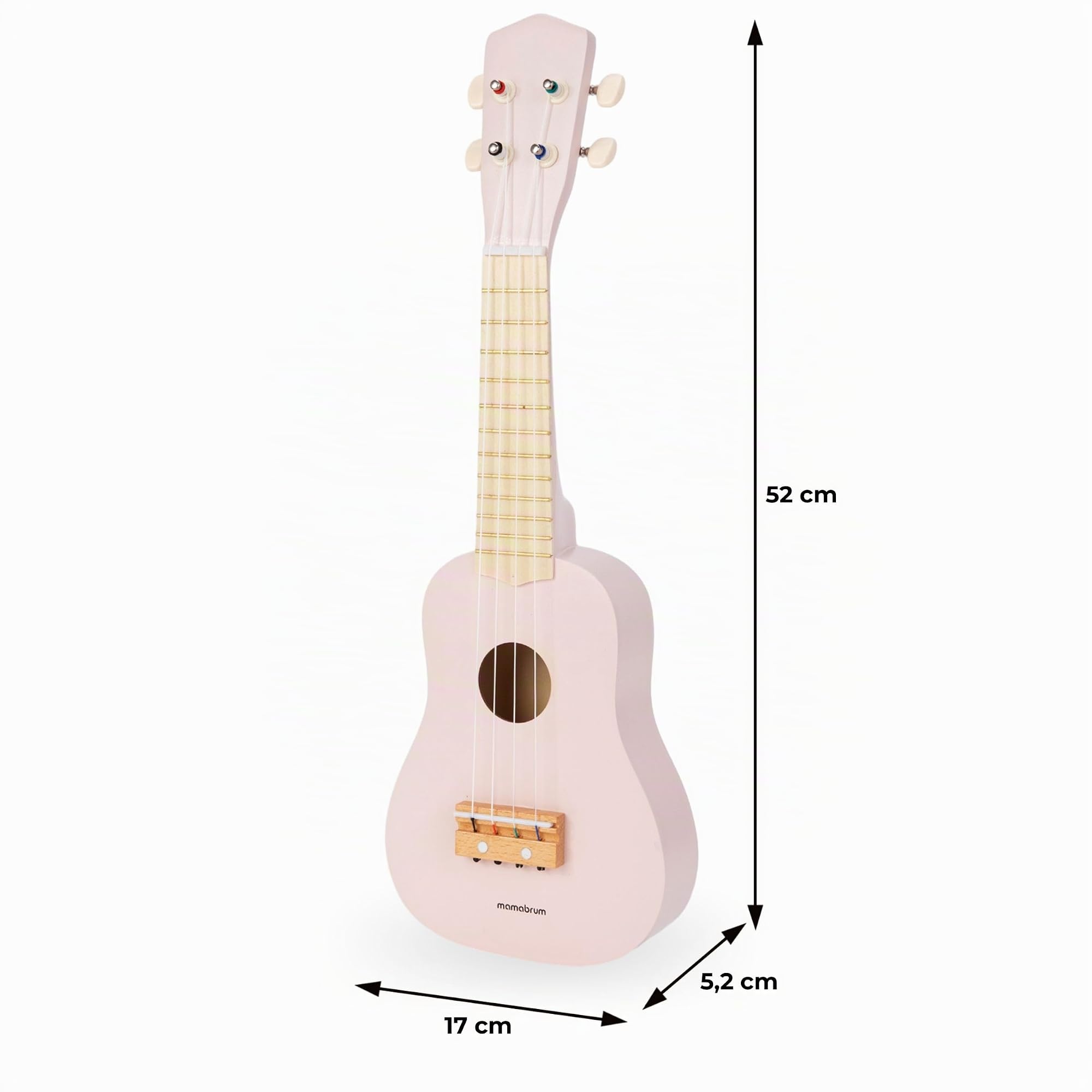 Mamabrum, guitare en bois pour enfants, ukulélé pour bébés, instruments de musique pour s'amuser, enseigne les accords simples, stimule l'audition, imite un véritable instrument, jeu de rôle, rose