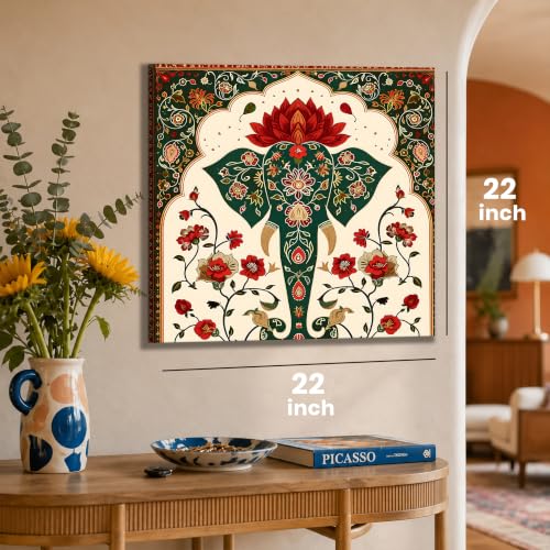Image of Large Stretched Canvas Painting, Panel Wall Painting Elephant Stretched Luxury Paintings for Home Decoration, Living room, Bedroom and Office Decor (Pink, 22x22 Inch)