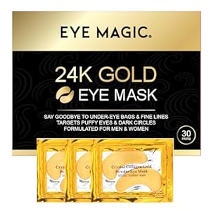 24K Gold Eye Mask – Collagen Under Eye Patches for Puffiness, Dark Circles & Wrinkles – Hydrating Anti-Aging Eye Gels (30 pairs)