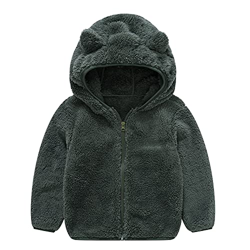 Image of Toddler Girls Boys Fleece Hoody Jacket Zip Up Teddy Coat Warm Winter Outwear