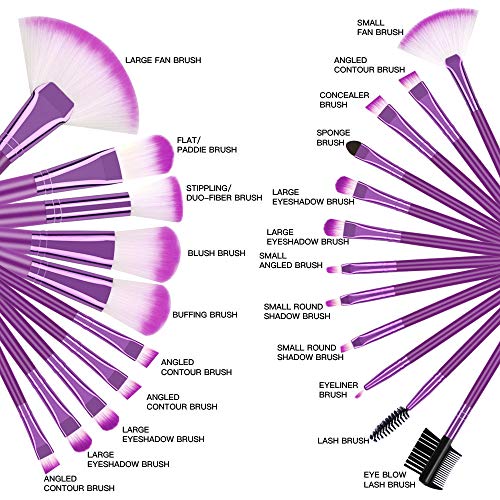 Makeup Brushes Set, Beautiful Purple Make Up Brushes Essential Beauty Tool Kits for Face Powder Cream Liquid Cosmetics Eyeshadow Blending