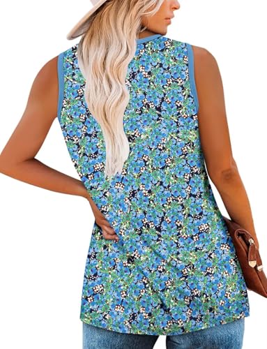 KISSMODA Womens Flora Print Tank Tops Ribbed Summer Shirt Sleeveless Summer Casual Women Blouses(S-3XL)