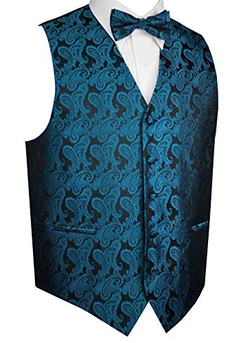 Men's Formal, Prom, Wedding, Homecoming, Cruise Tuxedo Vest, Bow-Tie & Hankie Set in Paisley
