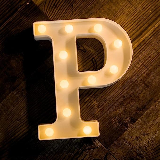 Image of Beeban Marquee P Alphabet Shaped LED Light Lamp for Decoration Decore Walls Hanging Birthday Party Wedding (P)