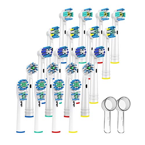Replacement Electric Toothbrush Brush Heads Compatible with Oral B Dual Clean/3D White Action/Precision Clean/Braun Cross Actio/Floss Clean Action Design-Fits Most Oral B Electric Toothbrush-20pcs