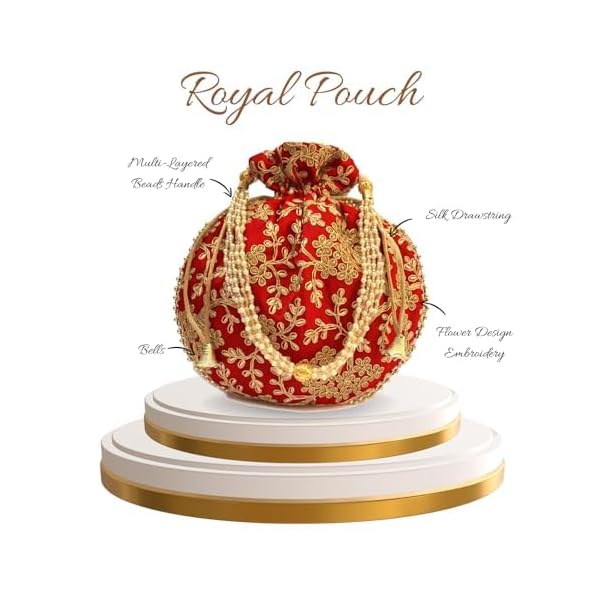 Royal Pouch Combo of Premium Potli Bags for Ladies - Elegant Wedding Bag, Ethnic Women Batua Purse, Traditional Potali for Bridal Occasions and Special Events - Image 6