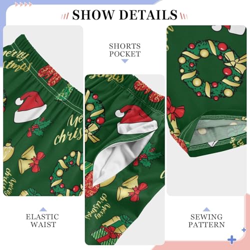 ZZXXB Merry Christmas Garland Gifts Boys Long Pants Soft Trousers Elastic Waist Kids Lounge Bottoms with Pockets S-XL4