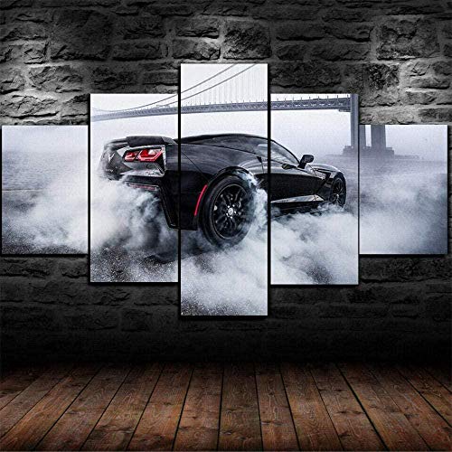 Tableaux muraux Corvete Burnout sur toile tendue sur châssis pour remplacer un cadre sans relief