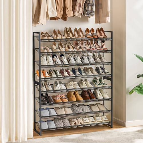 Image of Nunsino Shoe Rack, Large Metal Shoe Organizer,Max Holds 50 Pairs,8 Tier Shoe Storage Shelf for Garage,Closet,Entryway, Black