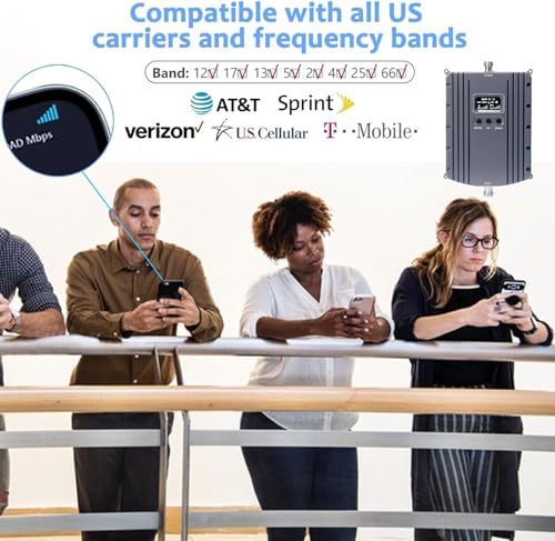 Image of Cell Phone Booster for Home & Office,Up to 5500Sq Ft,Cell Phone Signal Booster for Band 2 /25 / 4 /66 / 5 /12 / 17 /13 with All U.S. Carriers,Boosts 5G 4G LTE, FCC Approved