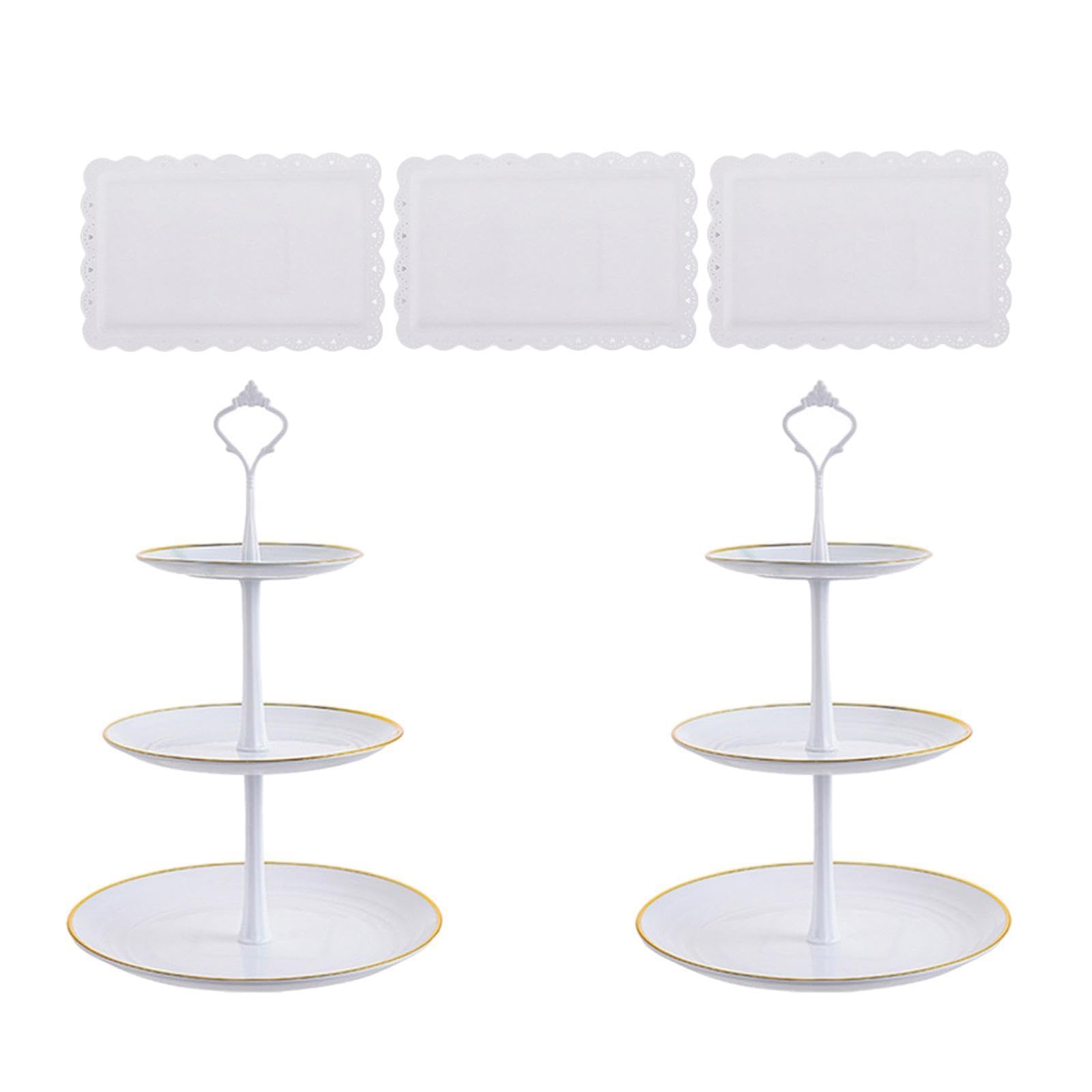 MagiDeal 2 Soportes para Cupcakes 3 Niveles, Soportes Servicio escalonados con 3 bandejas Blancas, Mesa Decorativos, estantes exhibición para, Style C