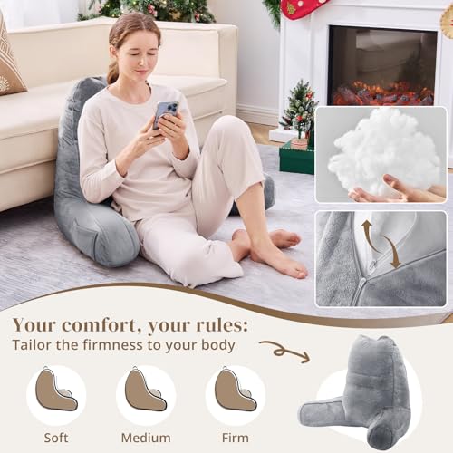 Image of Sasttie Reading Pillow for Bed, Back Pillow for Sitting Up, Dark Grey
