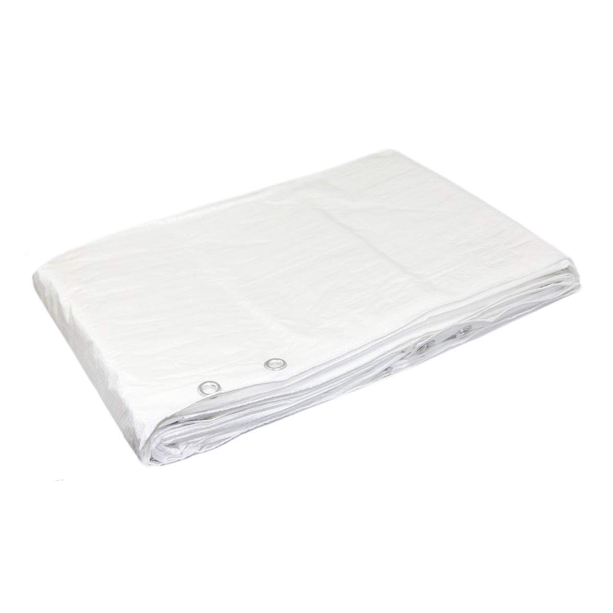 4 x 5 m White Tarpaulin Waterproof Heavy Duty Tarp Sheet Cover, Groundsheet - Waterproof, Weatherproof, Frost-Resistant, UV Protection, Universal, Multipurpose, Reinforced Eyelets