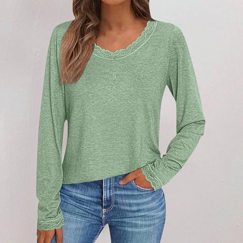 Long Sleeve Tops for Women Basic Slim Fitted Shirts Fashion Lace Going Out Y2k Tops Teen Girl Lightweight Clothes2