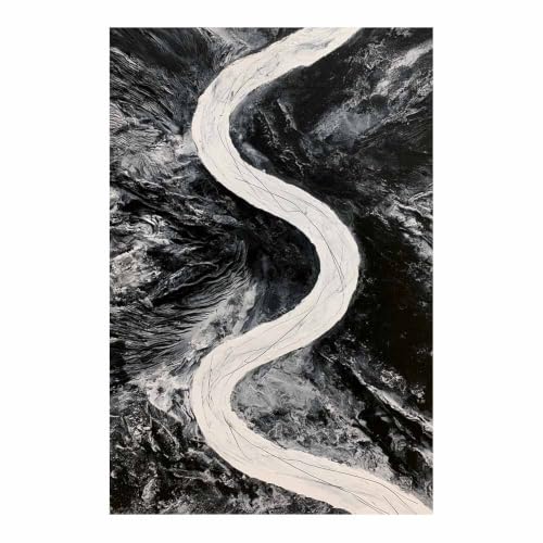 Affiche murale photo noir et blanc design résumé rivière Winding, déco salon et chambre 40x60