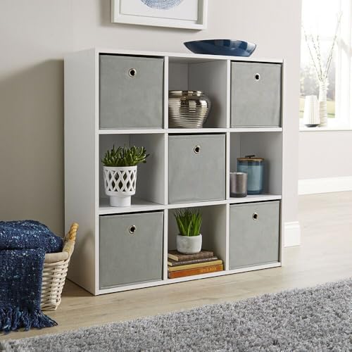 Home Source Storage 9 Shelf Cube Bookcase Wooden Display Unit White