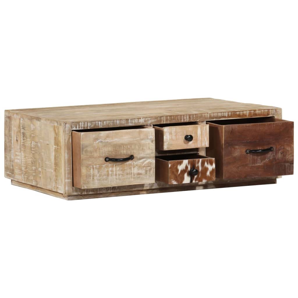 Table basse bois massif de manguier au grain naturel pour un salon élégant