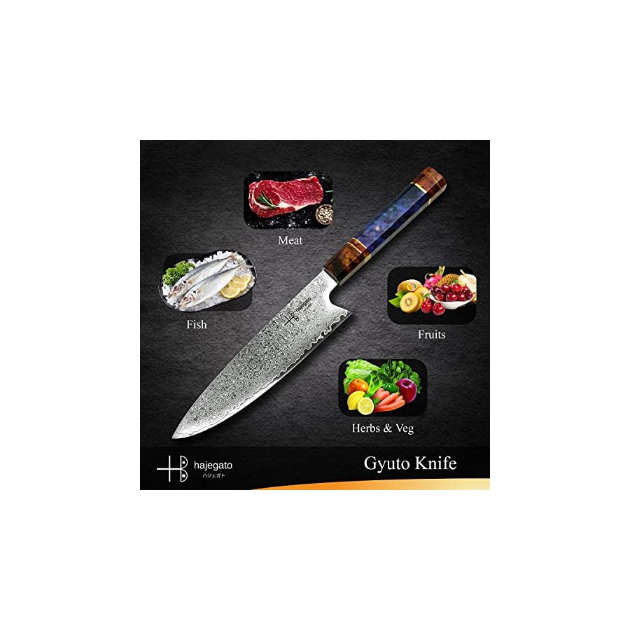 Damascus-Chef-Knife-Gyuto-Hajegato-Unique-One-Of-Kind-Handle-Professional-8-Inch-Japanese-Chefs-Kitchen-Knife-Vg10-67-Layers-Damascus-Steel-Knive-with-Sheath hajegato Damascus Chef Knife Gyuto Unique One Of Kind Handle Professional 8 Inch Japanese Chefs Kitchen Knife Vg10 67 Layers Damascus Steel Knive with Sheath
