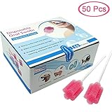 MUNKCARE Disposable Oral Foam Swab with Mint Flavored, Individually Wrapped, Red, Box of 50 Counts