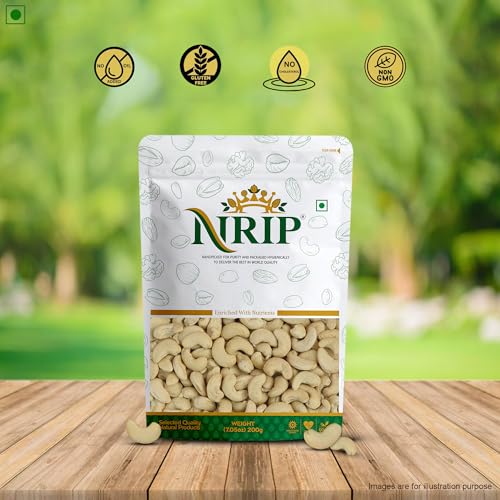 Image of NRIP Premium 100% Pure Whole Cashew 200g |Healthy Snacks, Dry fruits, Kaju| Whole Crunchy Cashew| Nutritious & Delicious | Source of Minerals & Vitamins