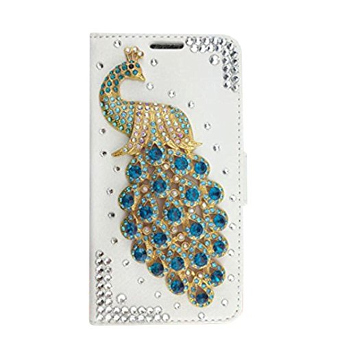 Jesiya Galaxy Note 8 Cover,Note 8 Wallet Case, Luxury 3D Handmade Shiny Crystal Rhinestone Bling Diamond Peacock PU Leather Credit Card Slot Shell Kickstand Flip Case for Samsung Galaxy Note 8