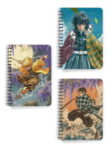 Image of ComicSense.xyz Anime Sketchbook Thunder Warrior, Nichirin Warrior, Dead Calm Printed A5 Spiral Drawing Sketch Book Unruled for Kids Students Gift (Pack of 3)
