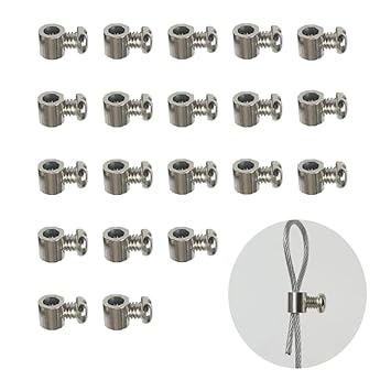 20pcs new upgrade steel wire rope cable clamp/double hole stainless steel?3.0MM line hole?